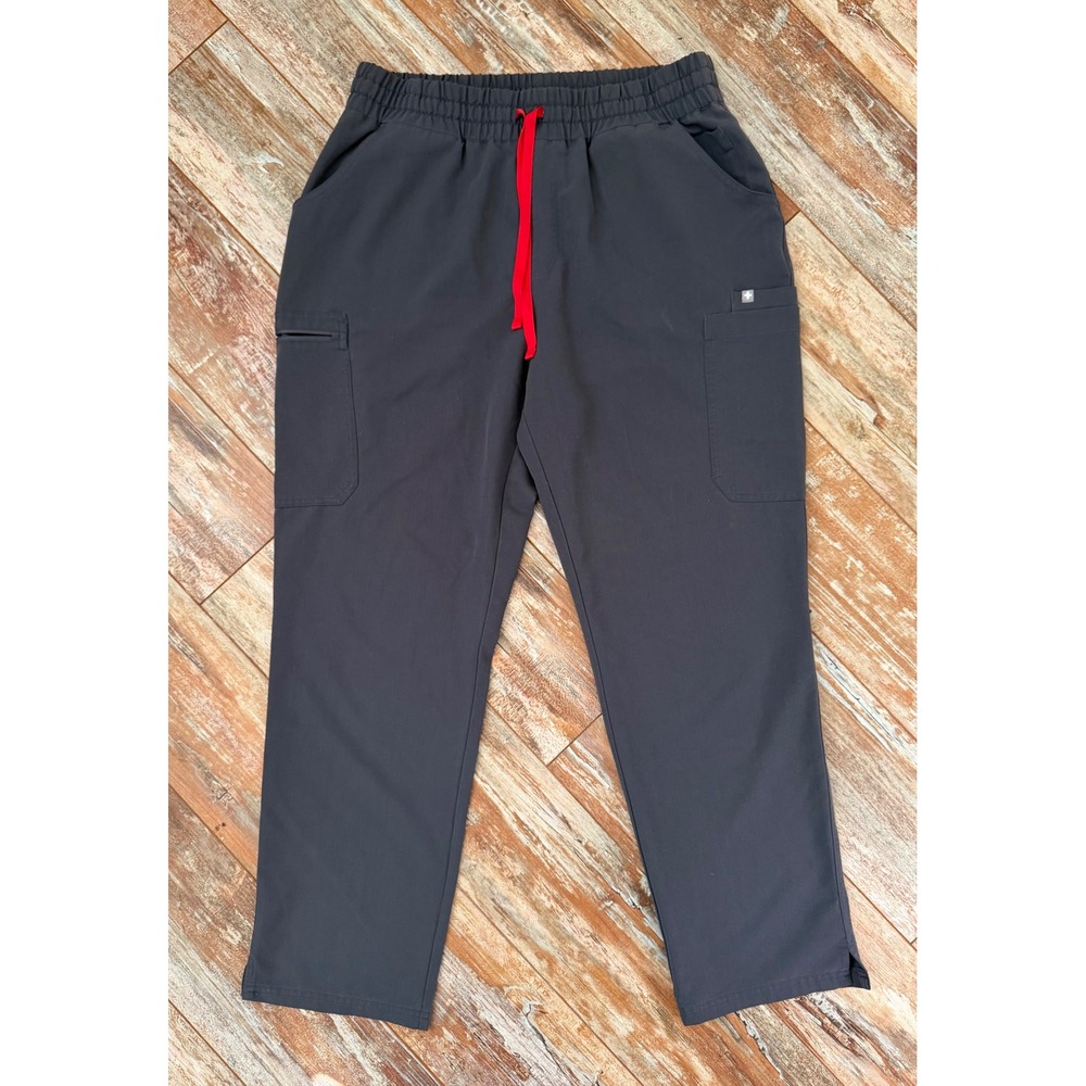 Figs Technical Collection Scrub Pants XL Charcoal Gray Red Drawstring W20SW2031